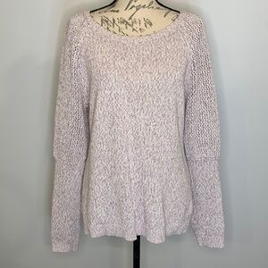New York & Company marled sweater open knit sleeves L